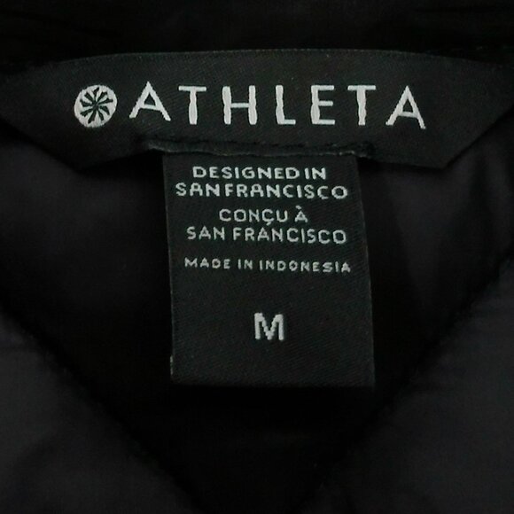 ATHLETA Whisper Featherless Luxe Velvet Vest Women's M Black Quilted Full Zip - Picture 3 of 13